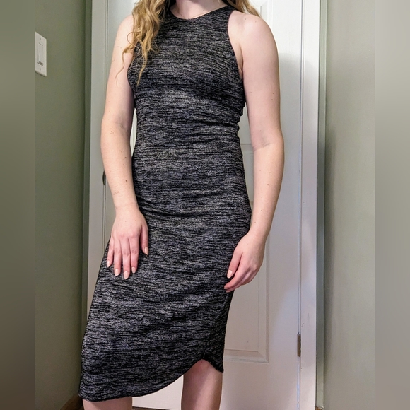 Aritzia Wilfred Free Chrissy Midi Bodycon Dress in Heather Black & Grey - Picture 2 of 5